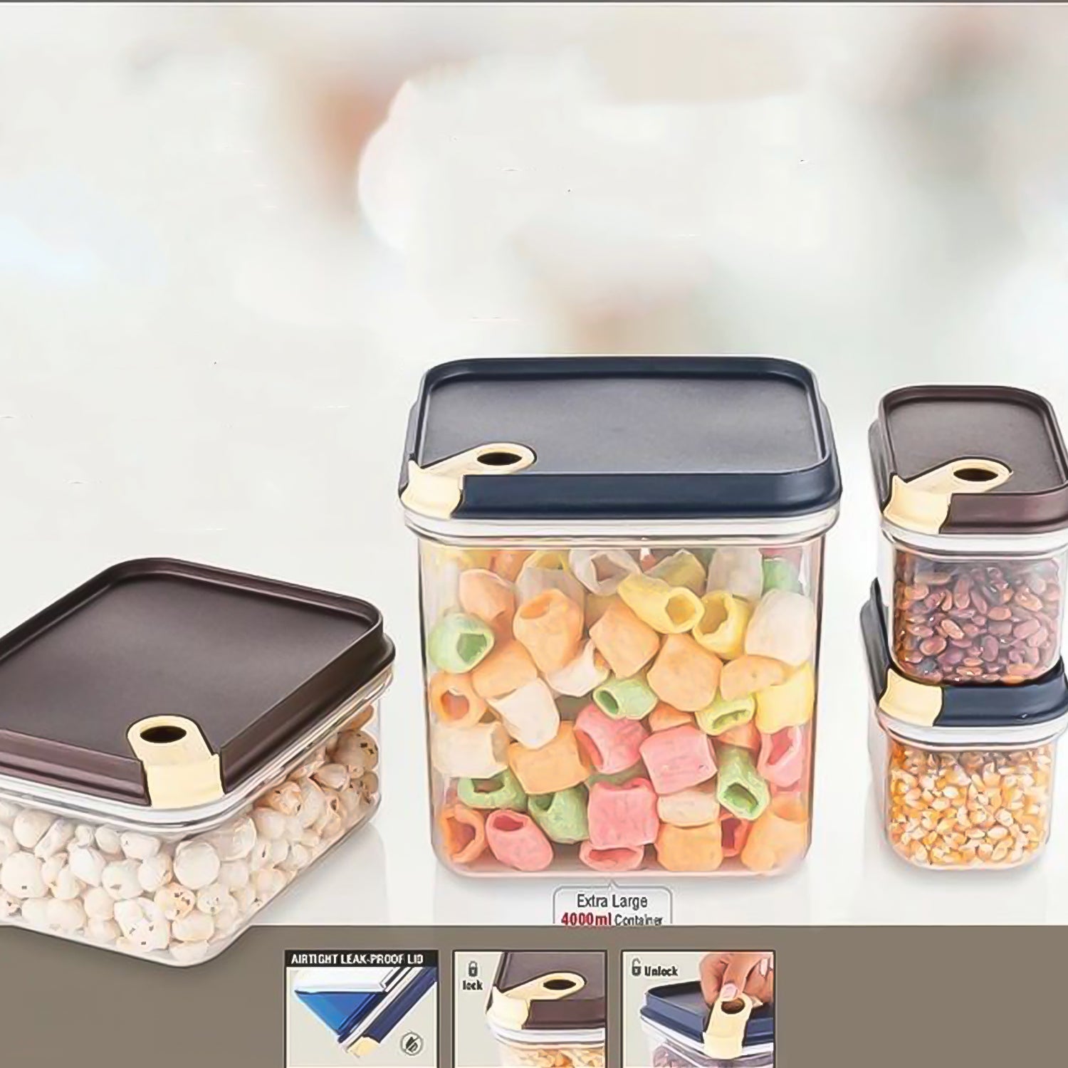 Ritu Push N Lock Airtight Food Storage Container Set (4 Pc) Ritu Push N Lock Airtight Food Storage Container Set (4 Pc)